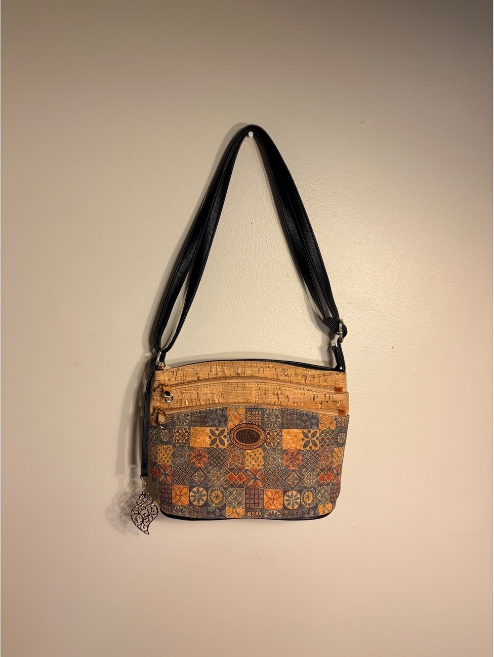 Cork Shoulder Bag w/ PatchWork Style Details Bag Charm Whismigoth FairyCore Boho